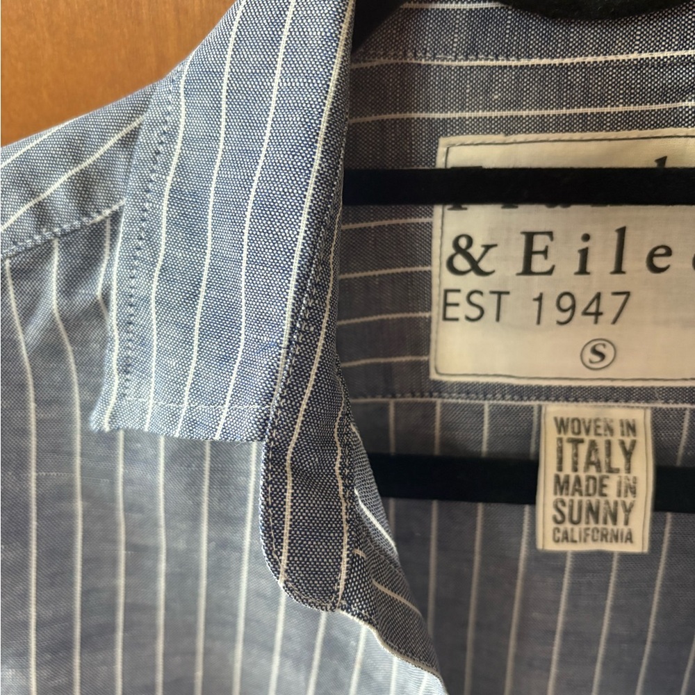 Frank & Eileen Relaxed Navy Striped Button Up Shirt - Picture 12 of 13